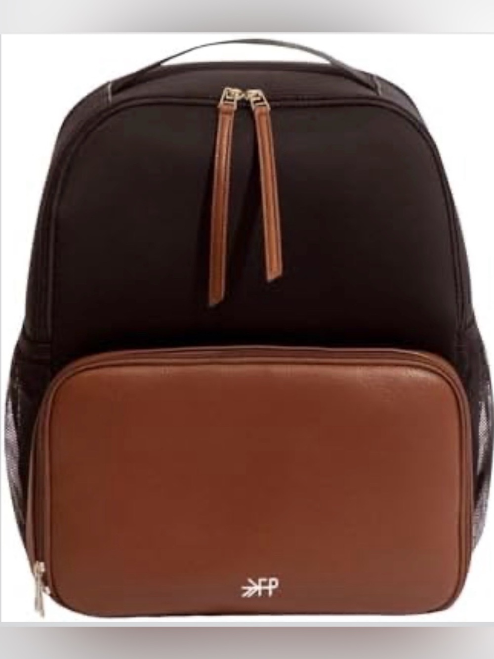 Freshly Picked Black Neoprene and Brown Vegan Leather Mom Travel Backpack - Picture 10 of 14